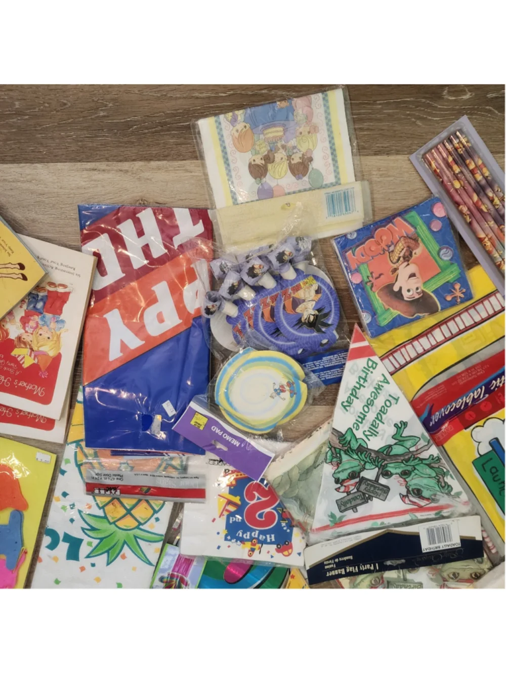 Vintage Party Supplies Lot NOS Mixed Licensed Decorations Banners Napkins Favors